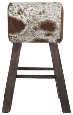 Set Of 2 African Brown And White Leather Barstool