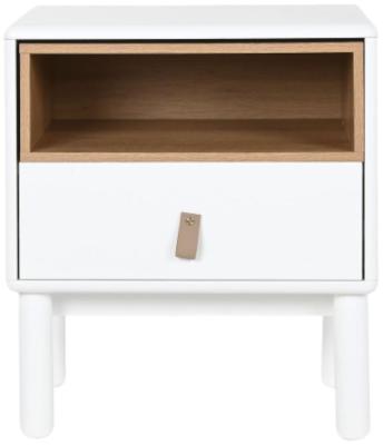 Scandi White And Natural Wood Bedside Table