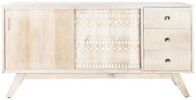 Modern White Mango Wood 145cm Medium Buffet Sideboard 2 Doors