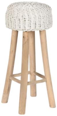 Set Of 2 White Fabric Round Barstool