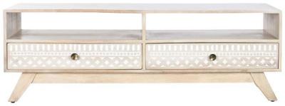 Boho White Mango Wood 130cm Tv Unit