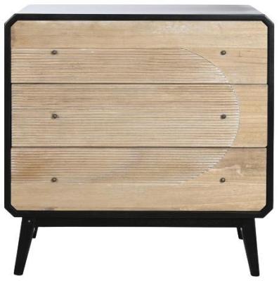 Modern Black Wood 3 Drawer Small Chest