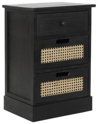 Vintage Black 3 Drawer Bedside Cabinet