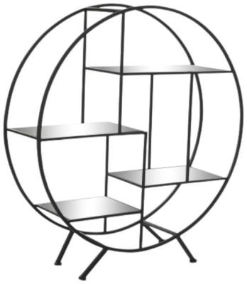 Loft Black And Mirrored Open Round Bookshelf