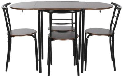 Basics Black Metal Dining Table Set 4 Chair