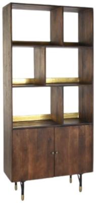 Modern Dark Brown 2 Door Bookcase