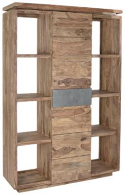 Natural Sheesham 2 Door 1 Drawer Bookcase