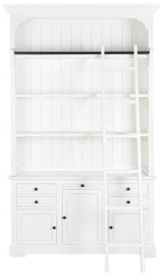 Alpine White Wood Ladder Bookcase