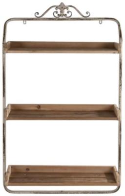 Natural Wood And White Metal Wall Shelving Unit