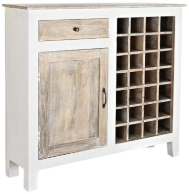 Product photograph of White Mango Wood 1 Door Bar Cabinet from Choice Furniture Superstore