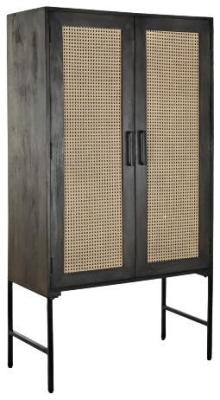 Brown And Rattan 2 Door Hall Cabinet