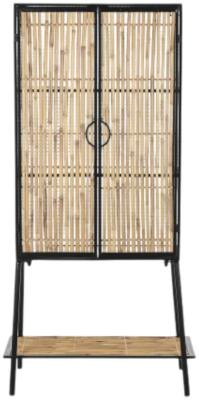 Product photograph of Black And Rattan 2 Door Cabinet from Choice Furniture Superstore