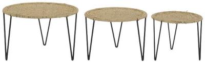 Balinese Brown And Black Metal Side Table Set Of 3