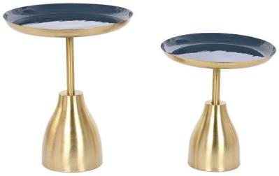 Golden And Blue Side Table Set Of 2