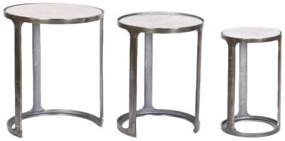 Product photograph of White Marble Round Side Table - Set Of 3 from Choice Furniture Superstore