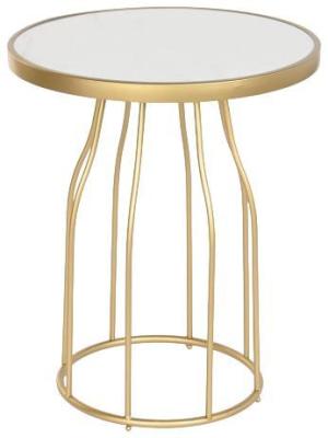 Glam Golden And White Metal Side Table