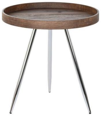 Modern Dark Brown And Silver Metal Side Table