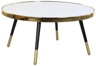 Glam White Glass Round Coffee Table