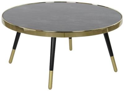 Glam Black Marble Effect Round Coffee Table