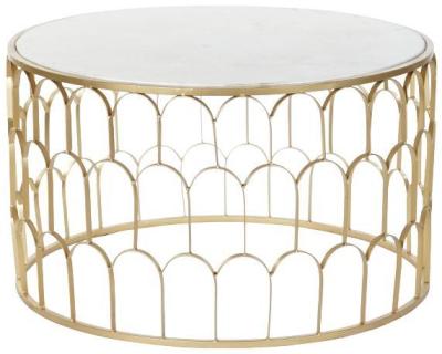 Glam White Marble Round 87cm Coffee Table