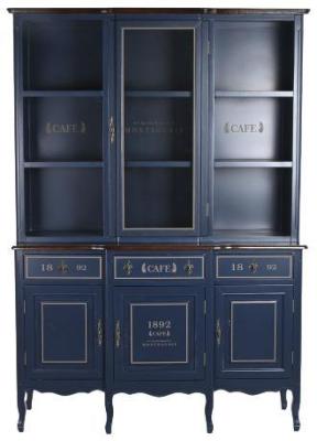 Navy Blue 4 Door Glass Display Cabinet