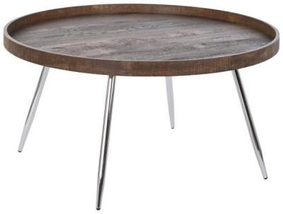 Product photograph of Modern Brown And Silver Steel Round Coffee Table from Choice Furniture Superstore