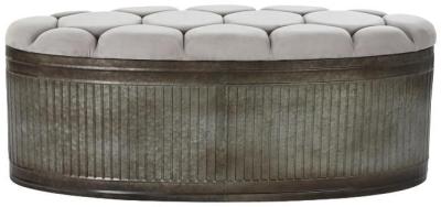 Loft Beige Fabric Ottoman Bench