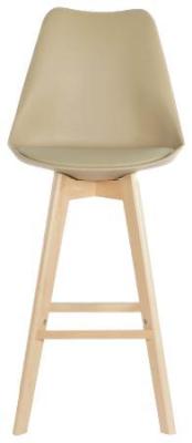 Set Of 2 Scandi Beige Faux Leather Barstool With Back