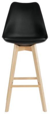 Set Of 2 Scandi Black Faux Leather Barstool With Back