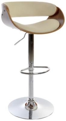 Set Of 2 Modern Cream Faux Leather Barstool