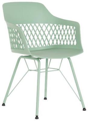 Set Of 2 Green Metal Dining Chair