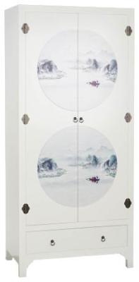 Oriental White Wooden 2 Door Wardrobe