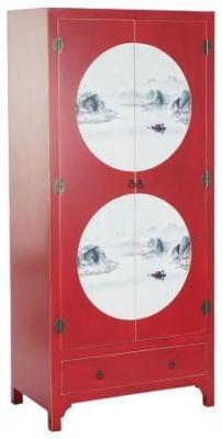 Oriental Red Wooden 2 Door Wardrobe