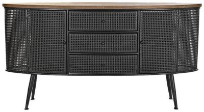 Alma Black Metal 1455cm Medium Buffet Sideboard 2 Doors