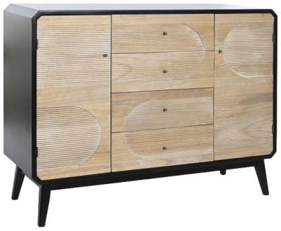 Loft Black Wooden 120cm Small Buffet Sideboard 2 Doors