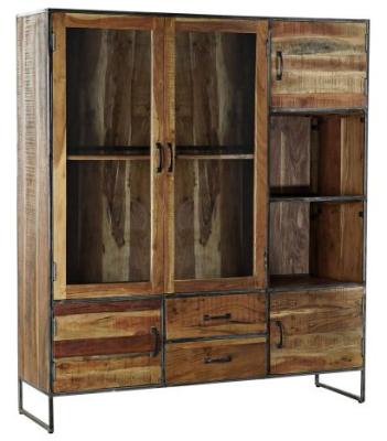 Recicled Wood 5 Door Display Cabinet