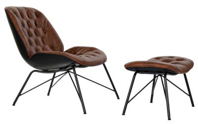 Dark Brown And Black Polyurethane Armchair And Footstool