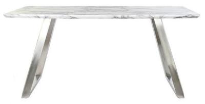 Modern White Wood 6 Seater Dining Table