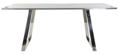 Modern Dark Grey Glass 6 Seater Dining Table