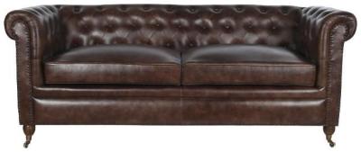 Dark Brown Leather Couch 3 Seater Sofa