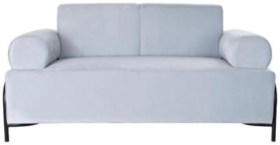 Sixties Sky Blue Fabric Couch 2 Seater Sofa