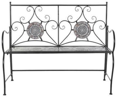 Garden Black Ceramic Mosaic Bench