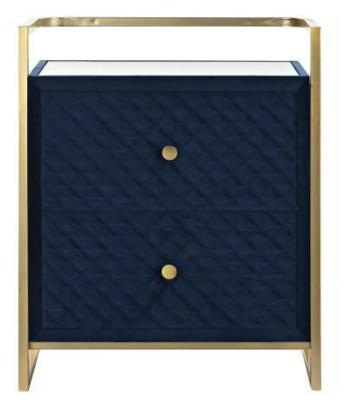 Glam Blue Velvet Bedside Table