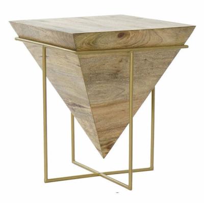 Modern Natural And Golden Wood Side Table