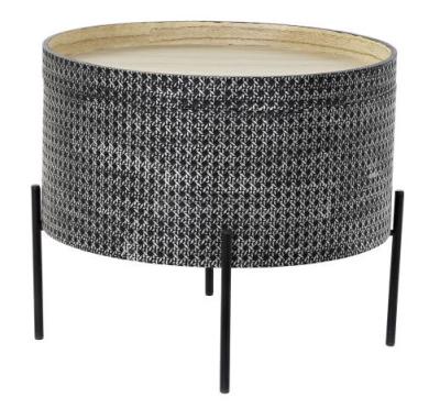 Urban Black And Wood Storage Round Side Table