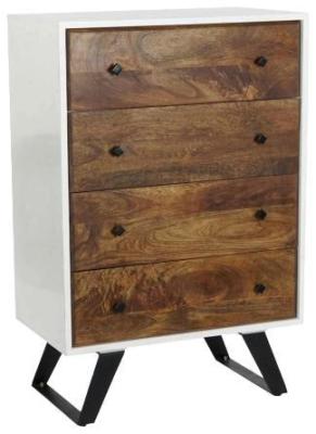 Modern White Wood 4 Drawer Chest