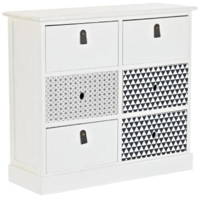 White Wood 6 Drawer Chest