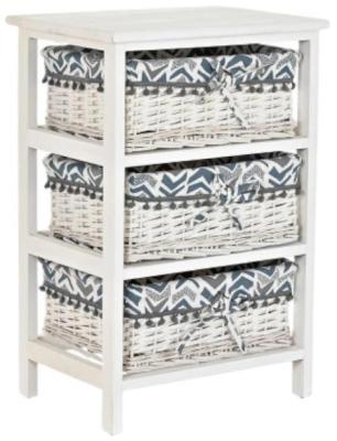 White Wicker 3 Drawer Chest