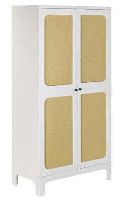 Ranchi White And Rattan 2 Door Hall Cabinet