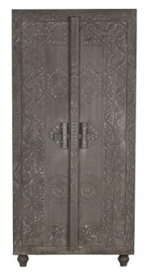 Indian Carved Light Brown 2 Door Wardrobe